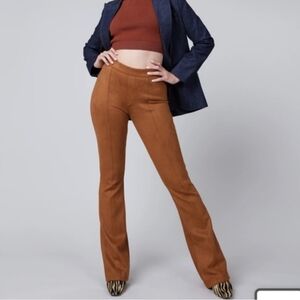 Spanx Brown Faux Suede Flare Pants Size Large